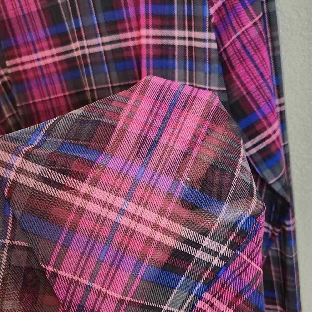 Plaid Long Sleeve cover up Dress - Picture 2 of 2